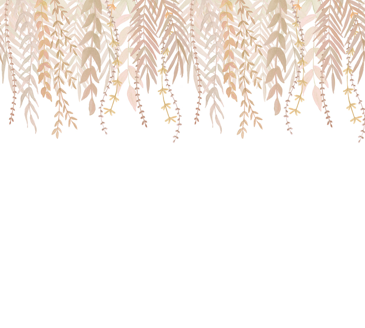 Watercolor Foliage Border Mural – beige – 300x270 cm