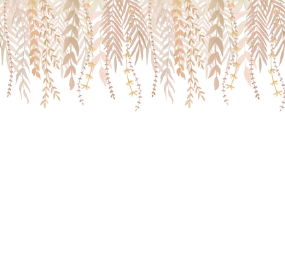 Watercolor Foliage Border Mural – beige – 300x270 cm