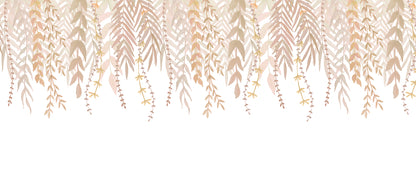 Watercolor Foliage Border Mural – beige – 400x170 cm