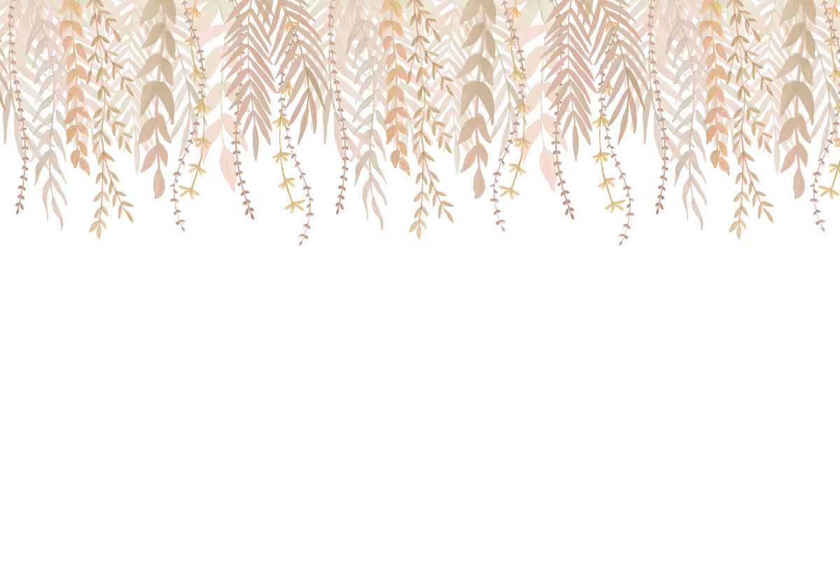 Watercolor Foliage Border Mural – beige – 400x270 cm
