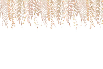 Watercolor Foliage Border Mural – beige – 400x270 cm