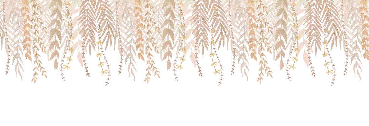 Watercolor Foliage Border Mural – beige – 500x170 cm