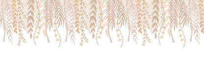 Watercolor Foliage Border Mural – beige – 500x170 cm