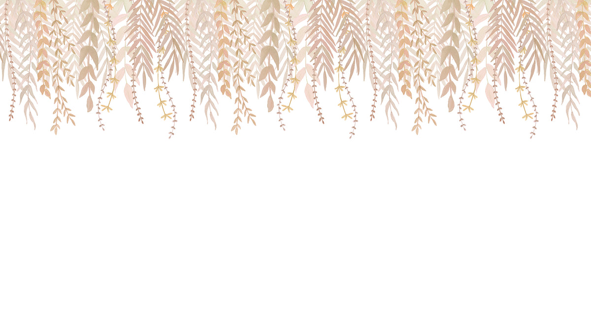 Watercolor Foliage Border Mural – beige – 500x270 cm