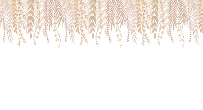 Watercolor Foliage Border Mural – beige – 500x270 cm