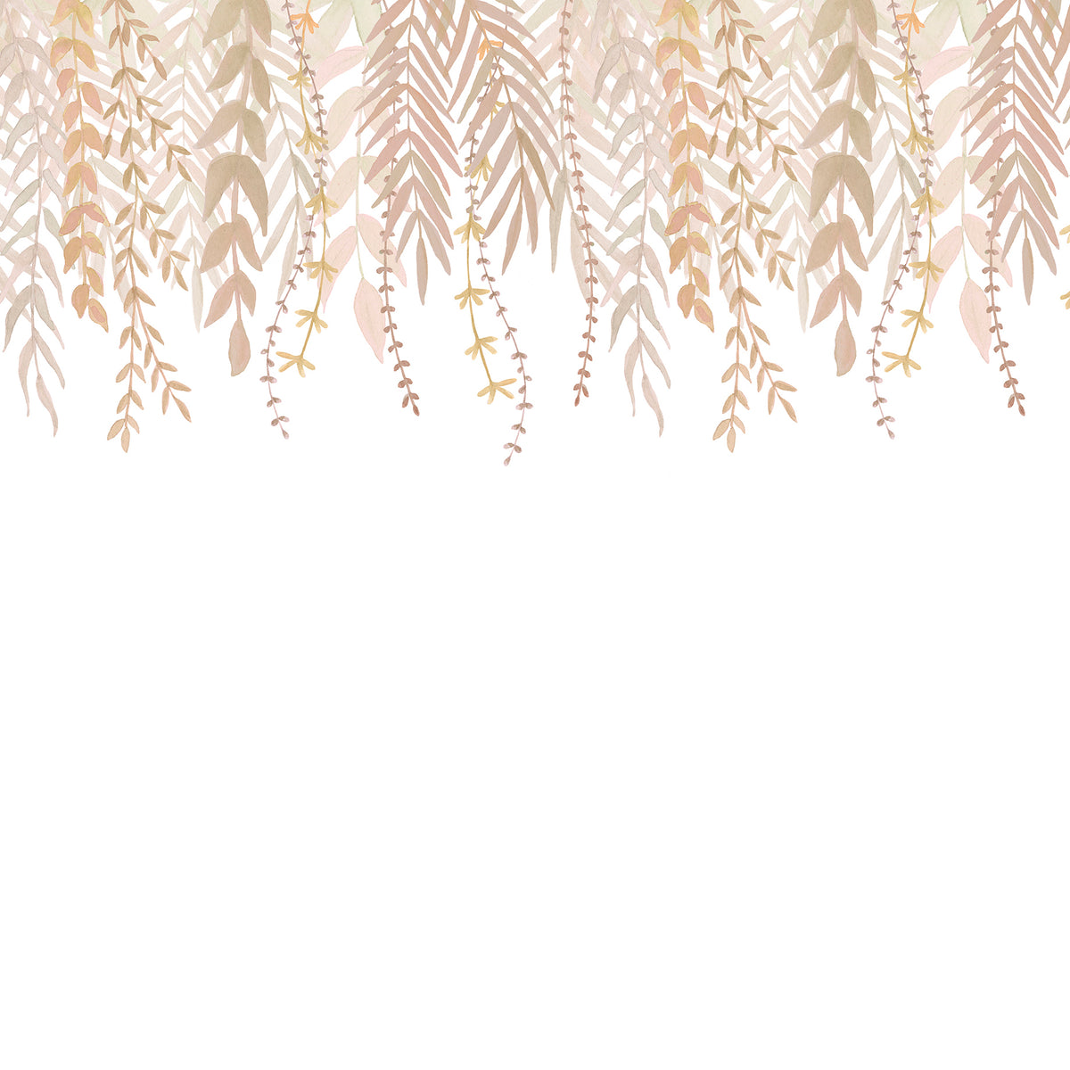 Watercolor Foliage Border Mural – beige