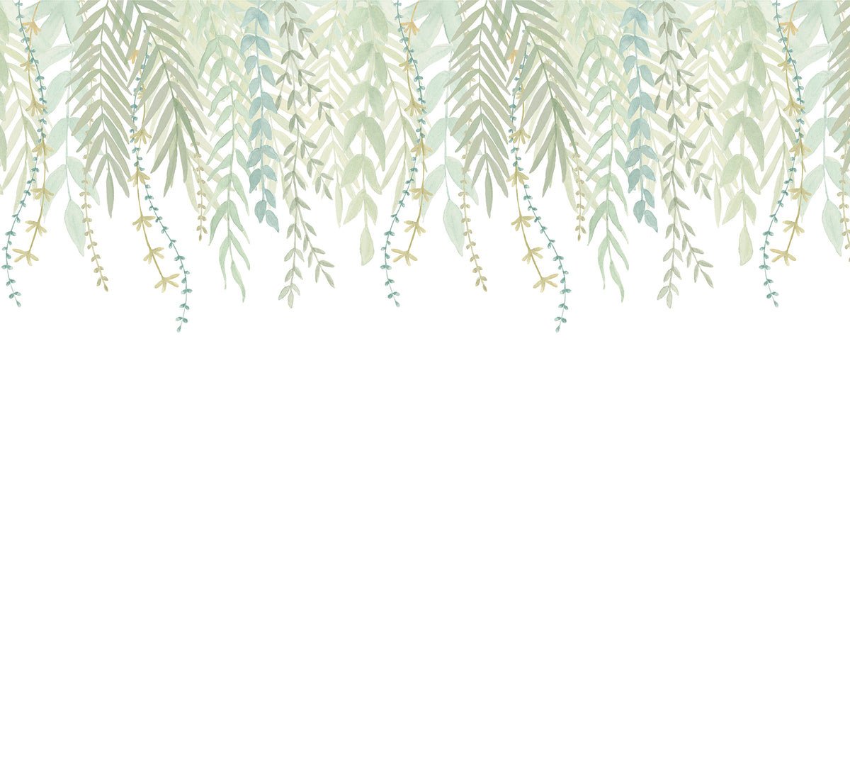 Watercolor Foliage Border Mural – green – 300x270 cm