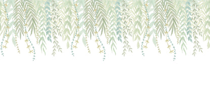 Watercolor Foliage Border Mural – green – 400x170 cm
