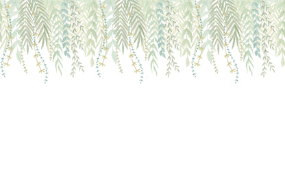 Watercolor Foliage Border Mural – green – 400x270 cm