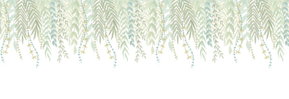 Watercolor Foliage Border Mural – green – 500x170 cm
