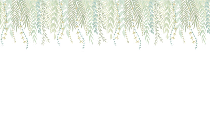 Watercolor Foliage Border Mural – green – 500x270 cm