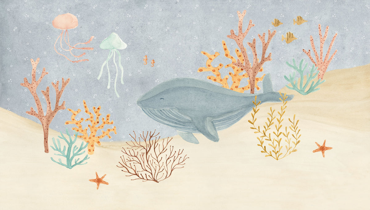 Mural de Parede Fundo do Mar – cor azul – 300x170 cm