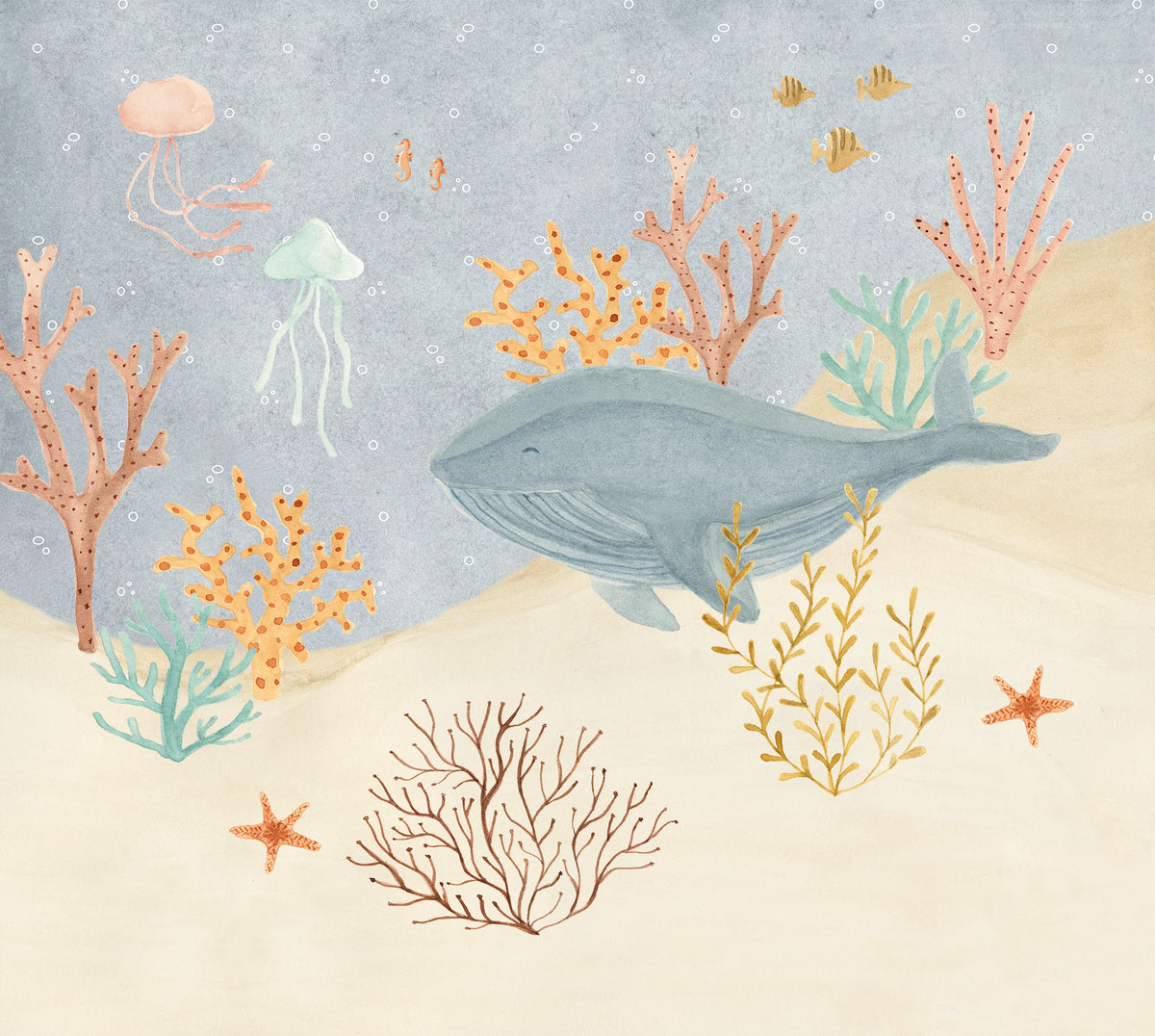Mural de Parede Fundo do Mar – cor azul – 300x270 cm