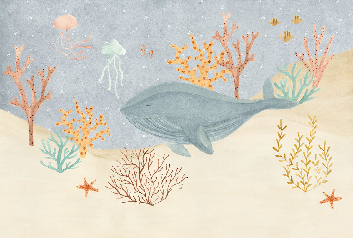 Mural de Parede Fundo do Mar – cor azul – 400x270 cm