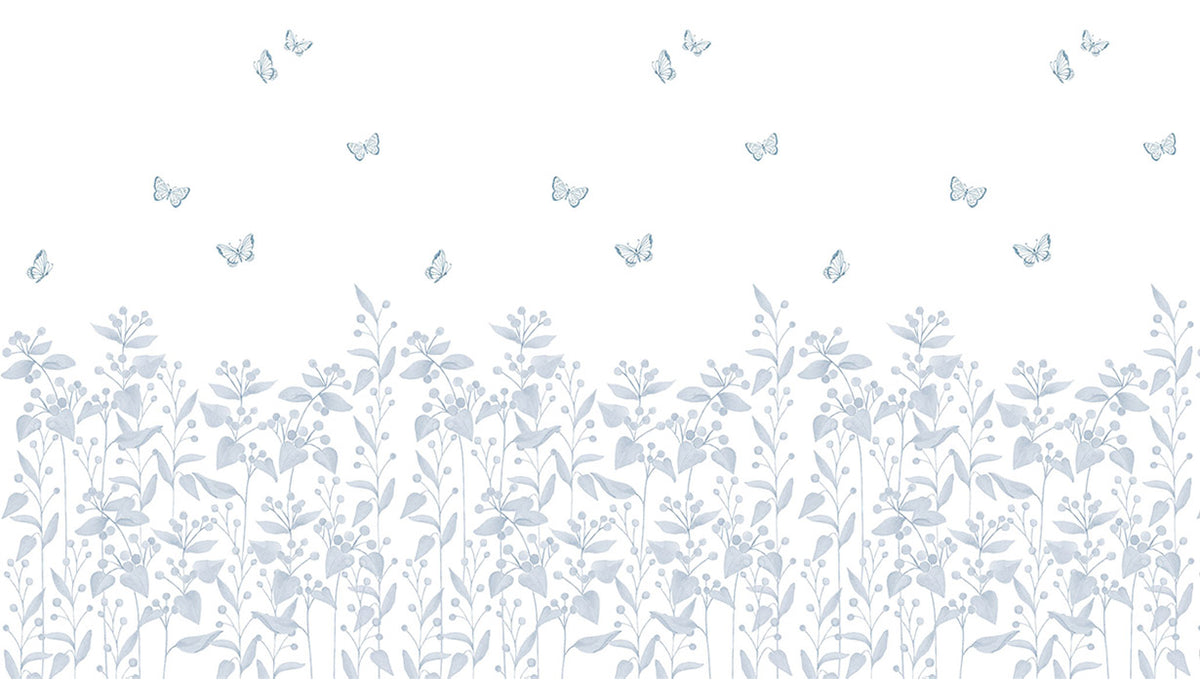 Berries Garden Mural – blue – 300x170 cm