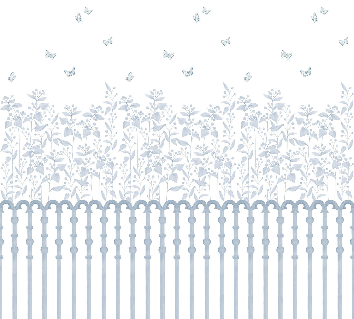Berries Garden Mural – blue – 300x270 cm