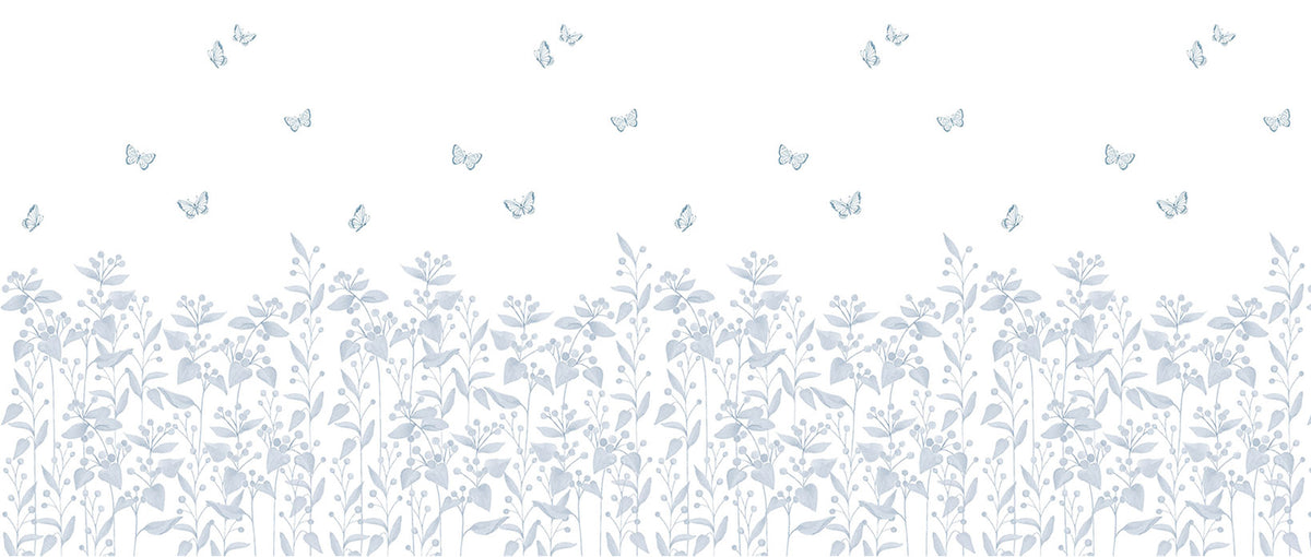 Berries Garden Mural – blue – 400x170 cm