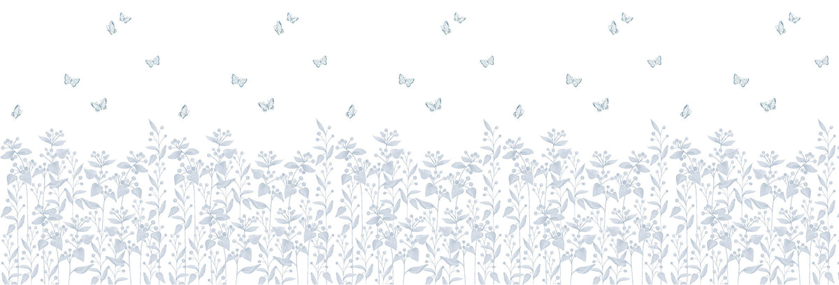 Berries Garden Mural – blue – 500x170 cm