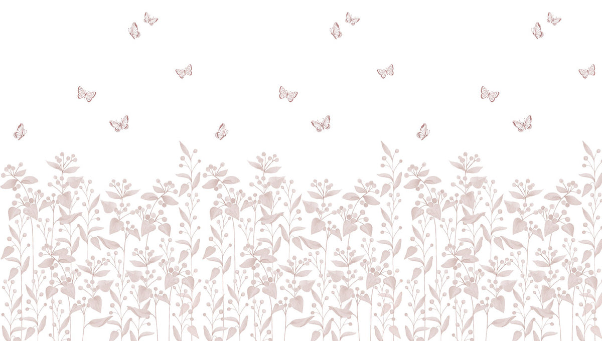 Berries Garden Mural – pink – 300x170 cm