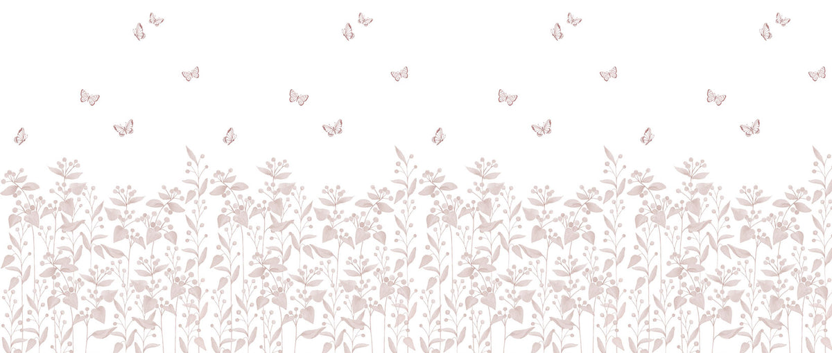 Berries Garden Mural – pink – 400x170 cm