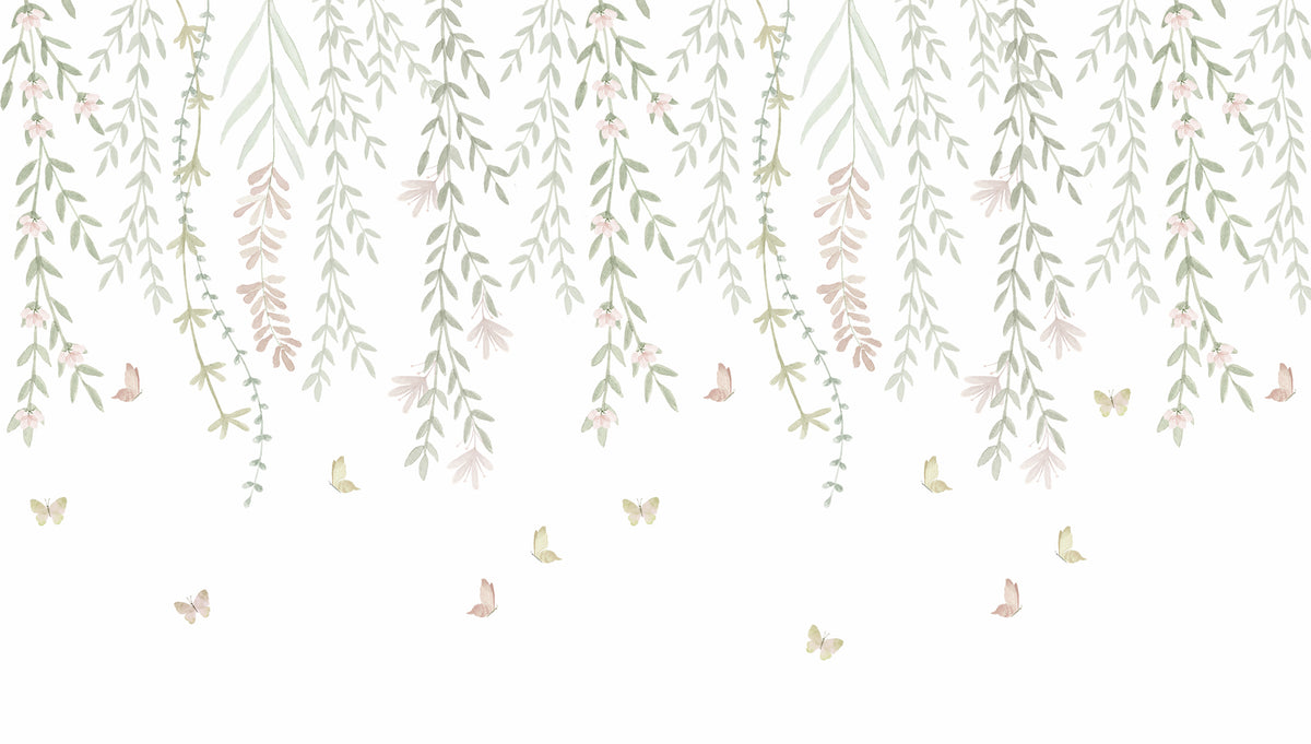 Hanging Delicate Garden Mural – colorful – 300x170 cm