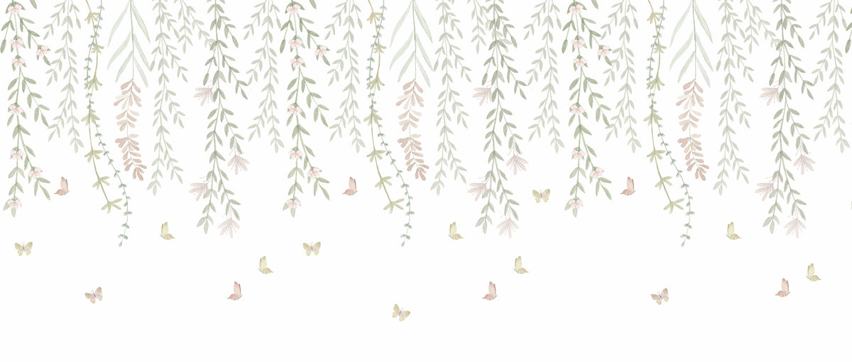 Hanging Delicate Garden Mural – colorful – 400x170 cm