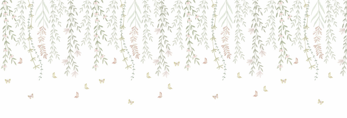 Hanging Delicate Garden Mural – colorful – 500x170 cm