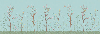 Pastel Chalk Garden Mural – blue – 500x170 cm