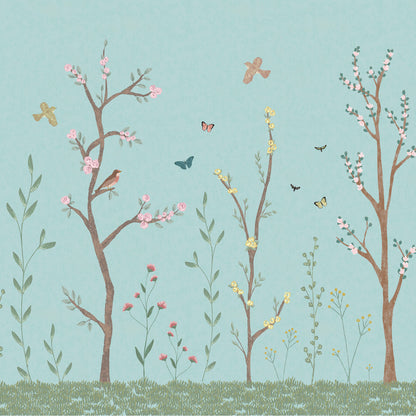 Pastel Chalk Garden Mural – blue