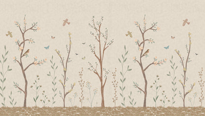Pastel Chalk Garden Mural – beige – 300x170 cm