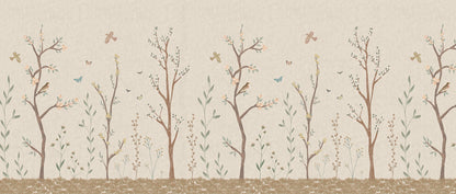 Pastel Chalk Garden Mural – beige – 400x170 cm