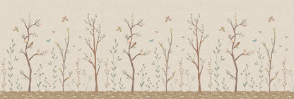 Pastel Chalk Garden Mural – beige – 500x170 cm