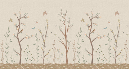 Pastel Chalk Garden Mural – beige – 500x270 cm