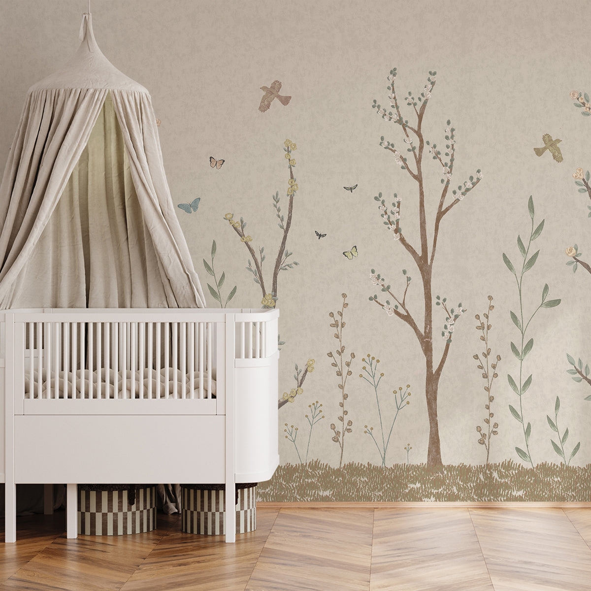 Pastel Chalk Garden Mural – beige