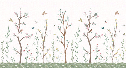 Pastel Chalk Garden Mural – white – 500x270 cm