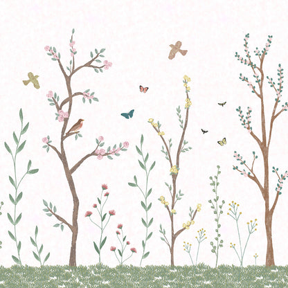 Pastel Chalk Garden Mural – white