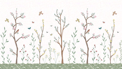 Pastel Chalk Garden Mural – white – 300x170 cm