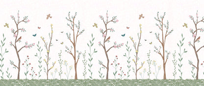 Pastel Chalk Garden Mural – white – 400x170 cm