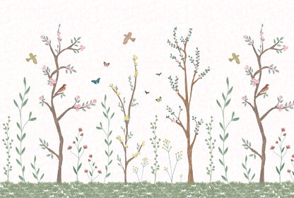 Pastel Chalk Garden Mural – white – 400x270 cm