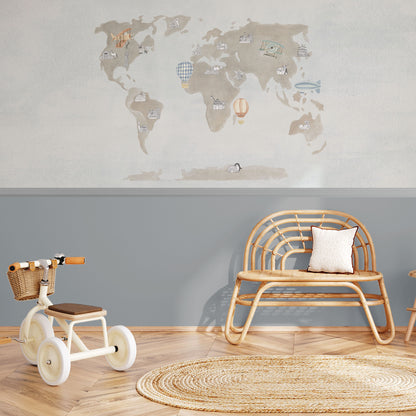 Mural de Parede Mapa – cor azul – meia parede