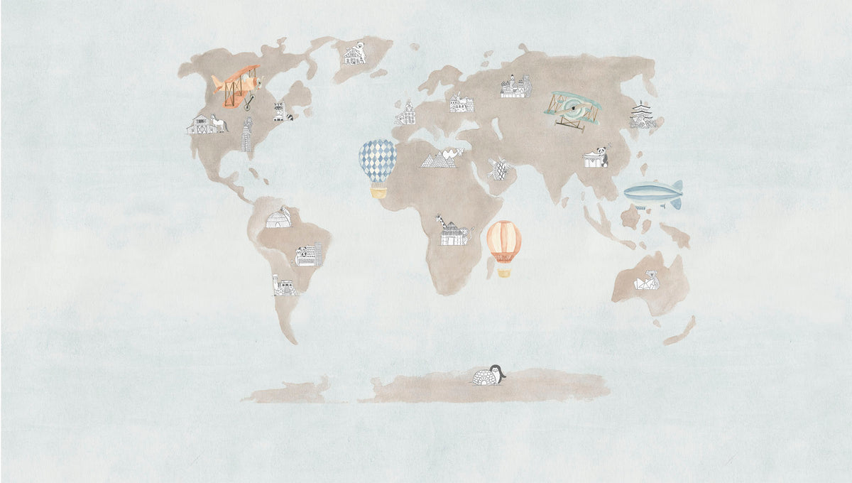 Mural de Parede Mapa – cor azul – 300x170 cm