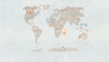 Mural de Parede Mapa – cor azul – 300x170 cm
