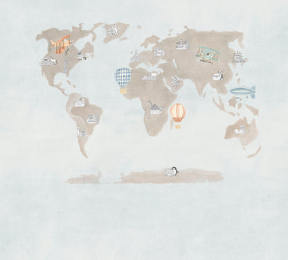 Mural de Parede Mapa – cor azul – 300x270 cm