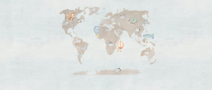 Mural de Parede Mapa – cor azul – 400x170 cm
