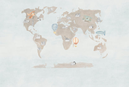 Mural de Parede Mapa – cor azul – 400x270 cm