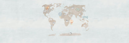 Mural de Parede Mapa – cor azul – 500x170 cm