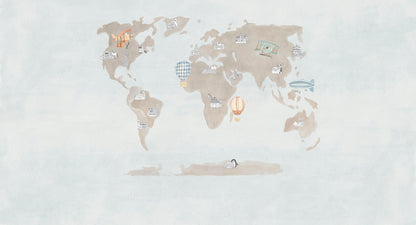 Mural de Parede Mapa – cor azul – 500x270 cm