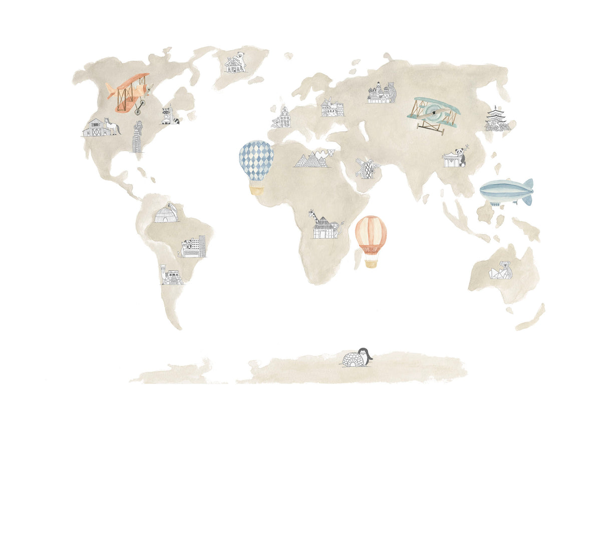 Mural de Parede Mapa – cor branco – 300x270 cm