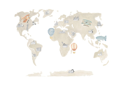 Mural de Parede Mapa – cor branco – 300x270 cm