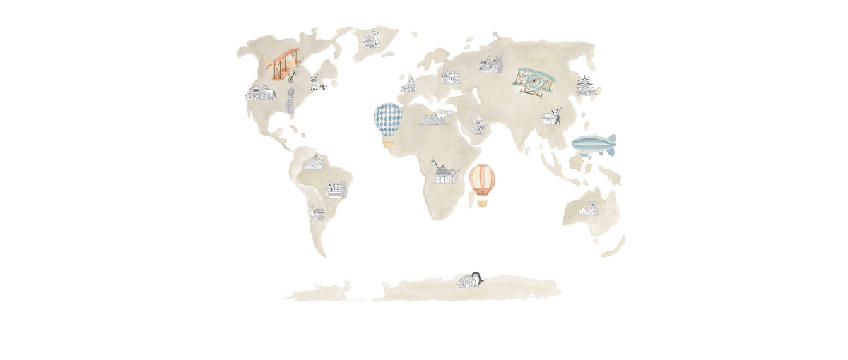Mural de Parede Mapa – cor branco – 400x170 cm